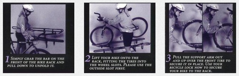 3 steps to add a bike to the bike rack